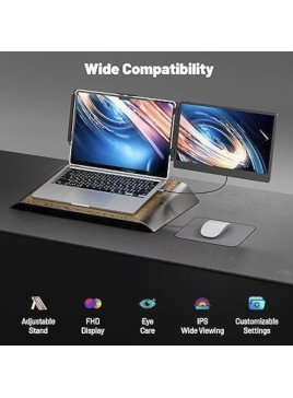 Kefeya Przenośny monitor do laptopa, 14" FHD 1080P IPS 300nit